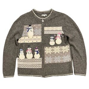 ⛄️ Snowman Sweater | Women’s Medium | Full Zip | Croft & Barrow | Holiday